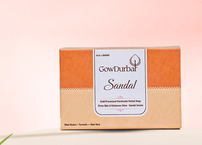Picture of GowDurbar Sandal Cold Processed Handmade Herbal Soap - Pack of 3 - 80 GM