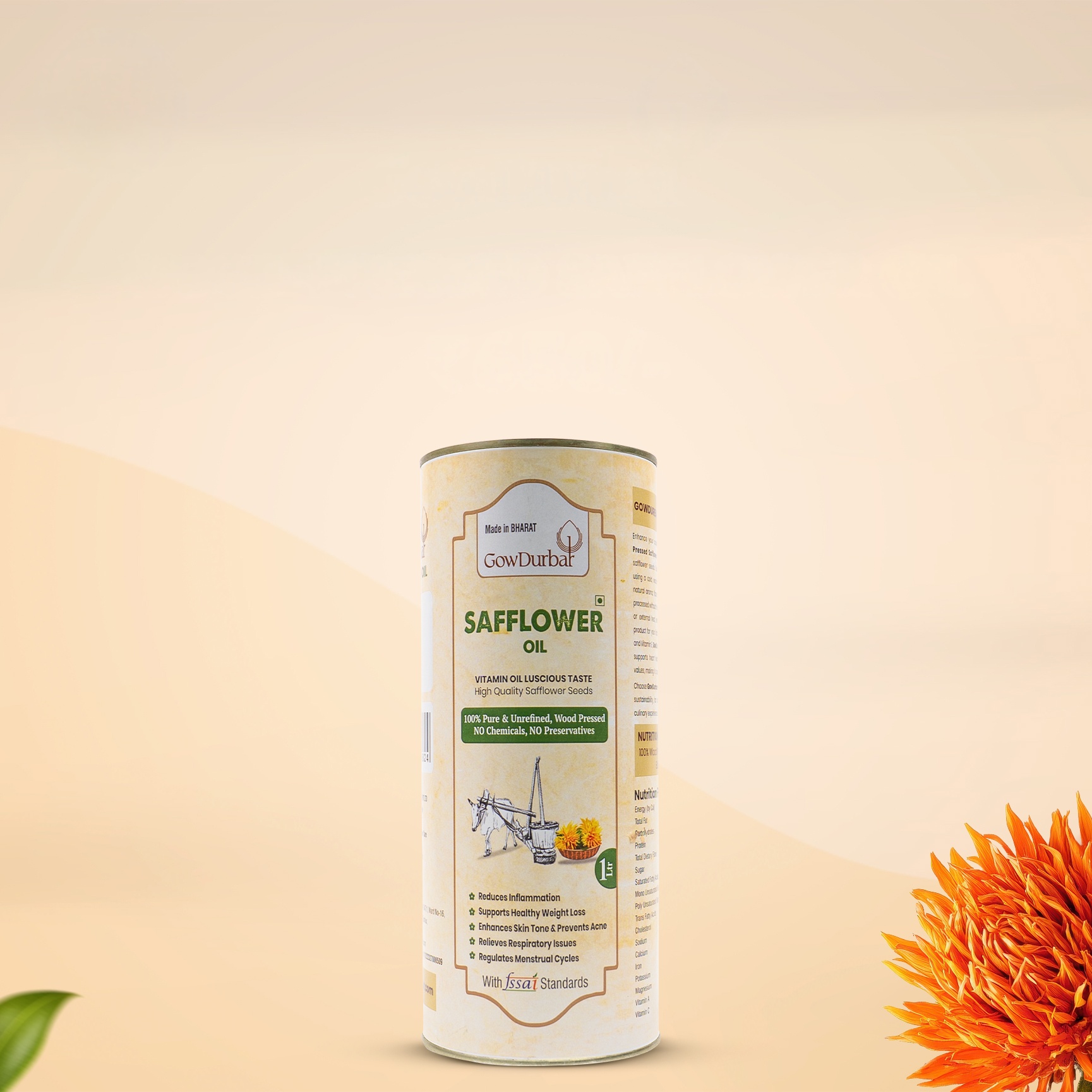 Picture of GowDurbar Wood Pressed Safflower Oil - 1 Litre