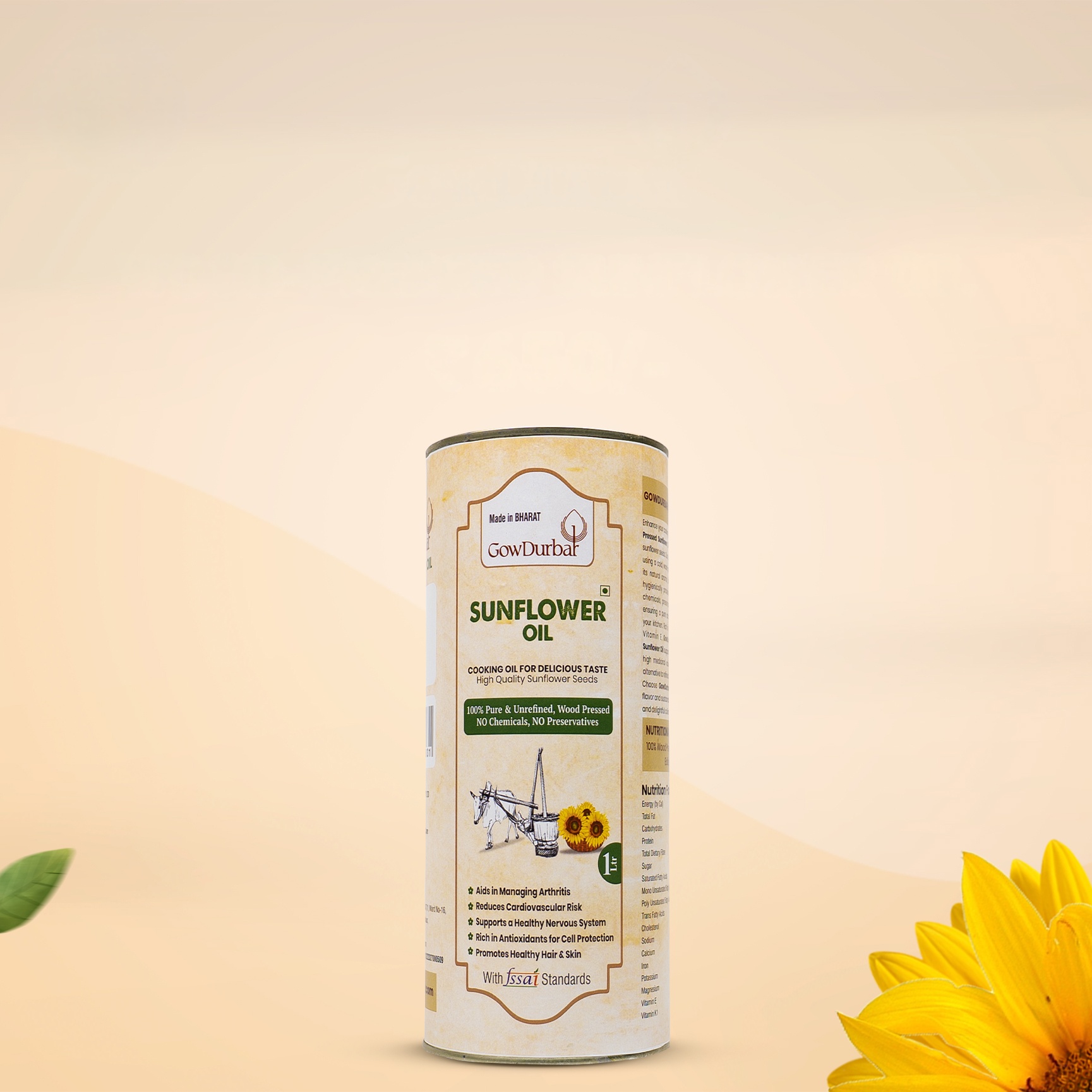 Picture of GowDurbar Wood Pressed Sunflower Oil - 1 Litre