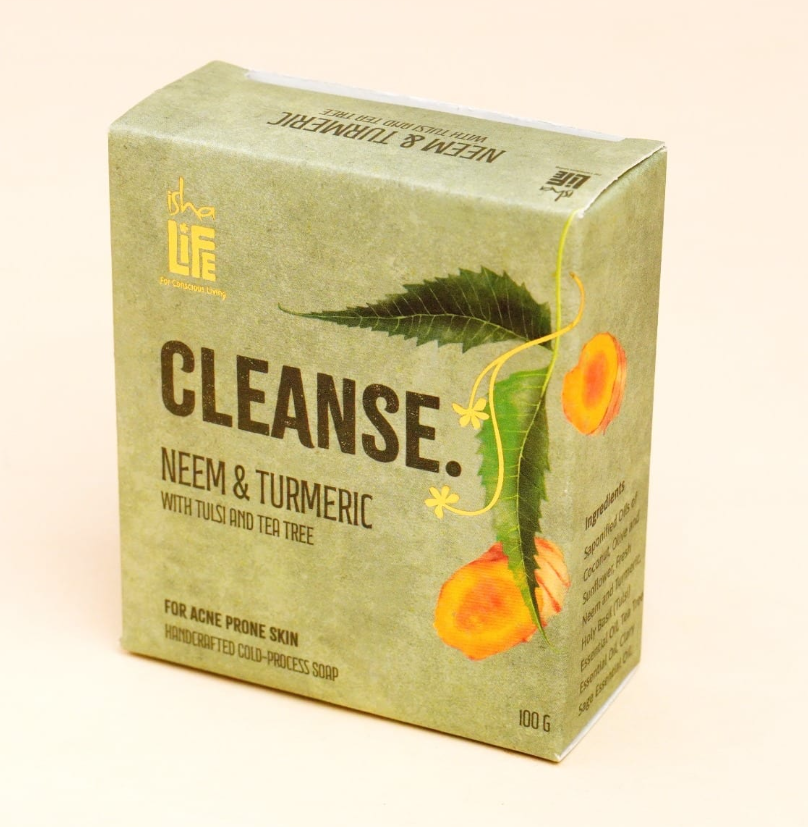 Picture of Isha Life Cleanse Neem and Turmeric with Tulsi and Tea Tree Handcrafted Soap - 100 GM
