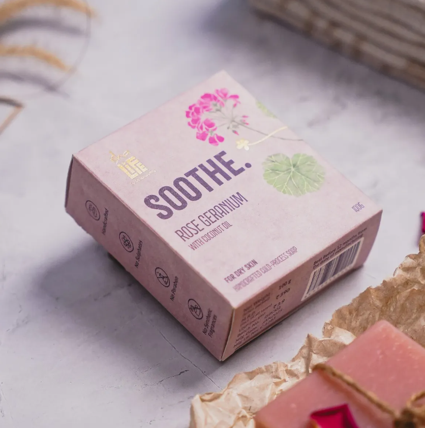 Picture of Isha Life Soothe Rose Geranium with Coconut Oil Handcrafted Soap - 100 GM