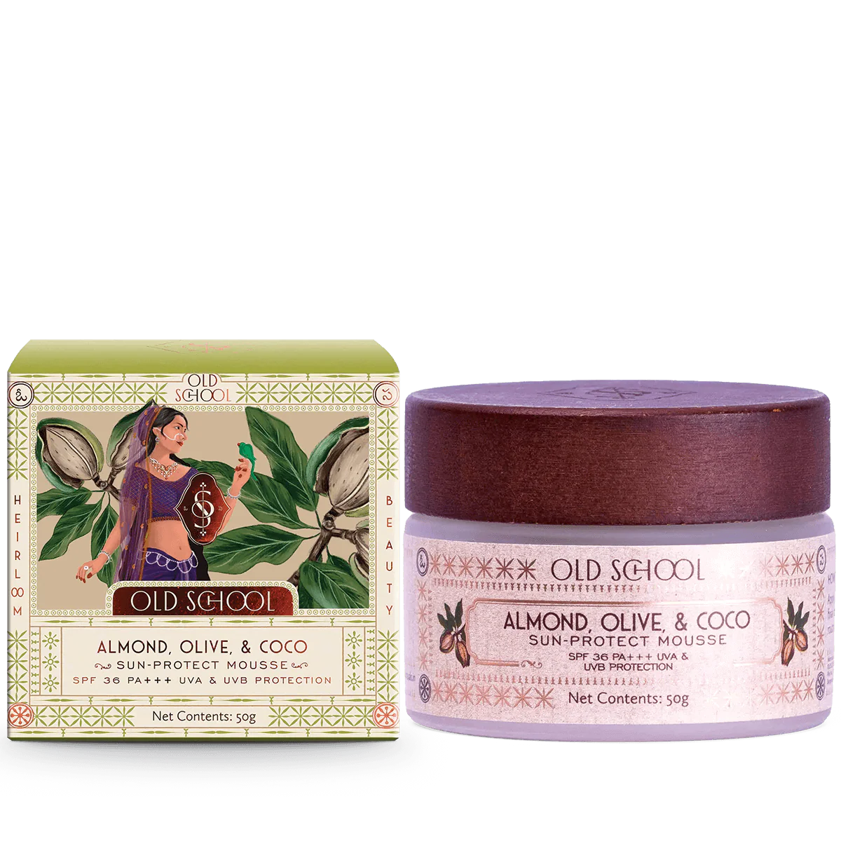 Picture of Old School Rituals SPF 36 PA+++ Sun-Protect Mousse Sunscreen with Almond, Olive & Coconut Extracts  - 50 GM