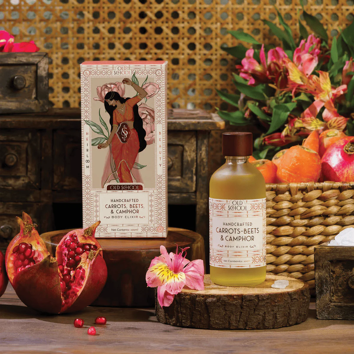 Picture of Old School Rituals Handcrafted Carrots Beets & Camphor Body Elixir Nourishing & Toning Body Oil - 100 ML