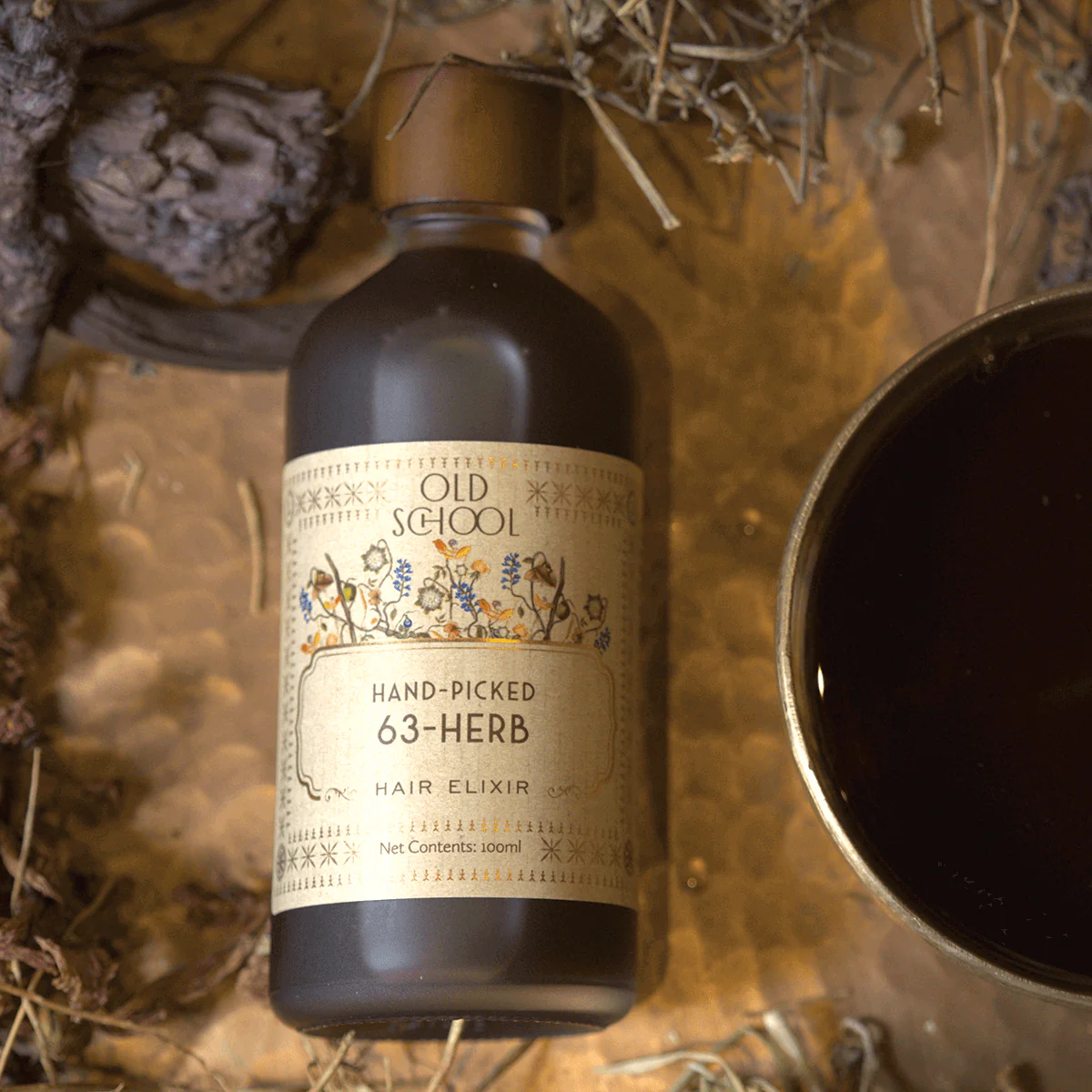 Picture of Old School Rituals 63-Herb Hair Elixir All-Natural Hair Oil For Growth Of Strong & Healthy Hair - 100 ML
