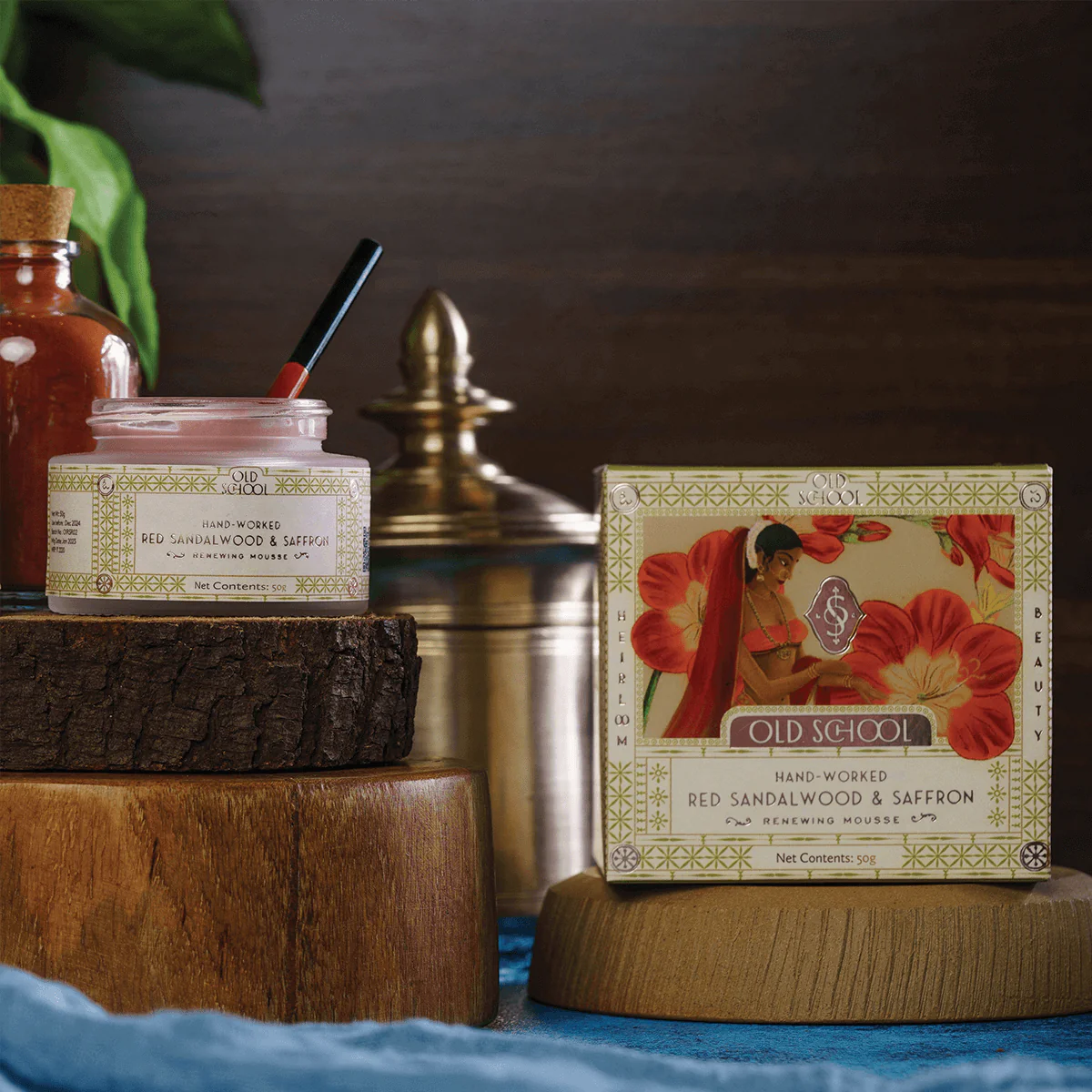 Picture of Old School Rituals Hand-Worked Red Sandalwood & Saffron Age-Defying Face Moisturiser - 50 GM