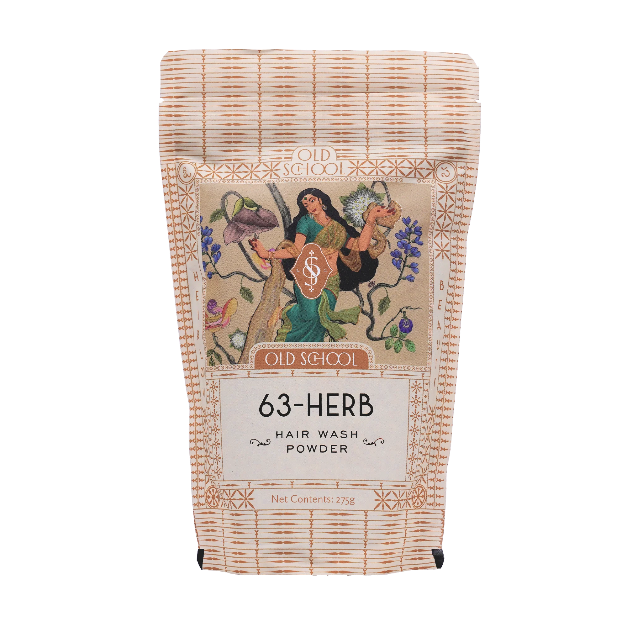 Picture of Old School Rituals 63-Herb Hair Wash Powder Natural Shampoo Powder with 35 Dry Herbs & 28 Fresh Herbs - 275 GM