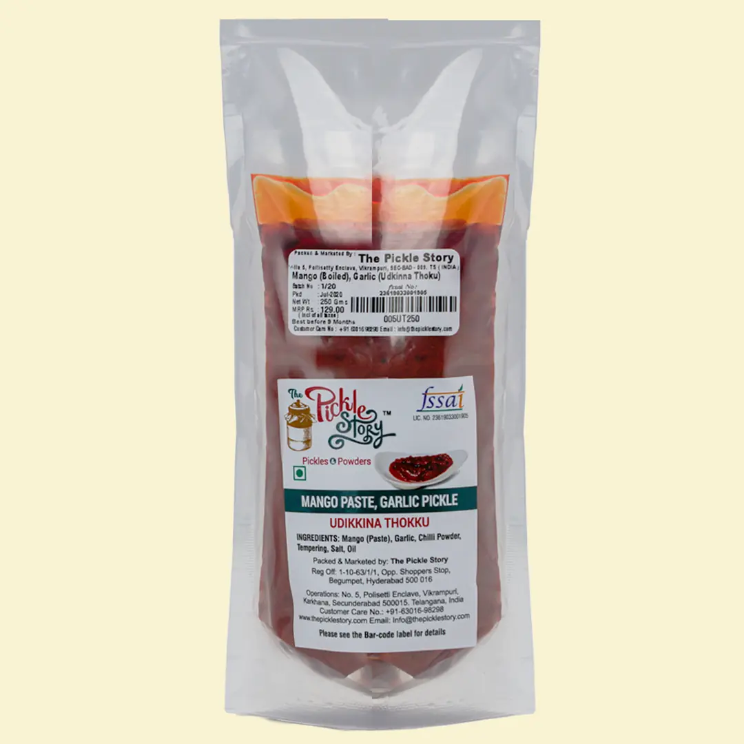 Picture of The Pickle Story Mashed Mango with Garlic Pickle – Udikkina Thokku - 250 GM