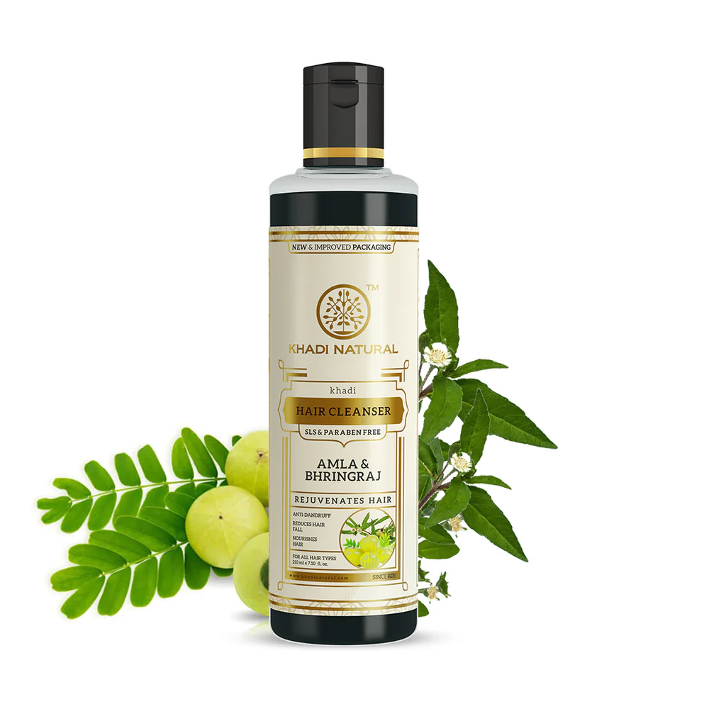 Picture of Khadi Natural Ayurvedic Amla and Bhringraj Hair Cleanser/Shampoo - 210 ML