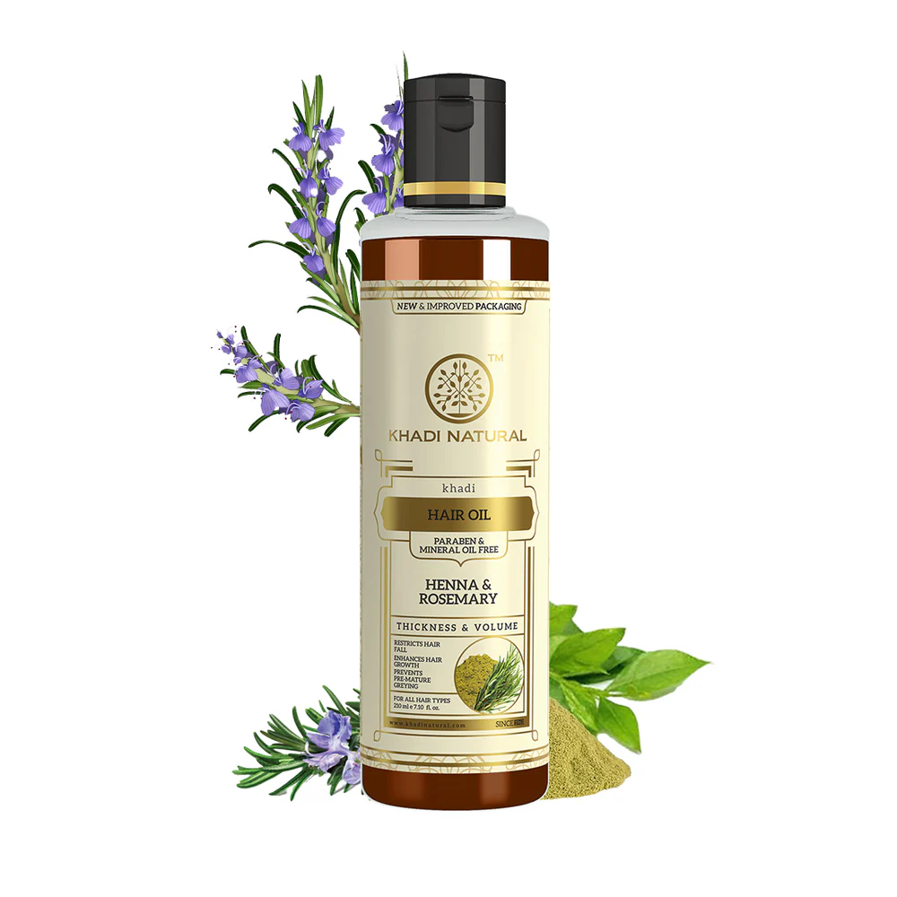 Picture of Khadi Natural Henna & Rosemary Herbal Hair Oil - 210 ML