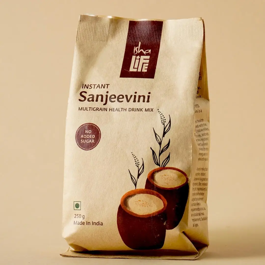 Show details for Isha Life Instant Sanjeevini Multigrain Health Drink Mix (250 gms). Traditional recipe. Contains millets, grains, legumes and spices Picture of Isha Life Instant Sanjeevini Multigrain Health Drink Mix (250 gms). Traditional recipe. Contains millets, grains, legumes and spices
