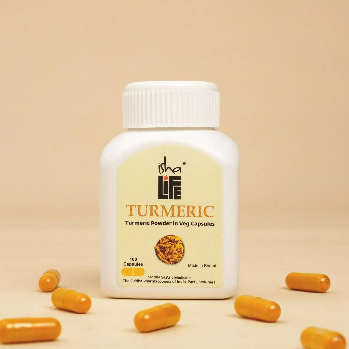 Picture of Isha Life Turmeric Powder in Veg Capsules, 100 pcs
