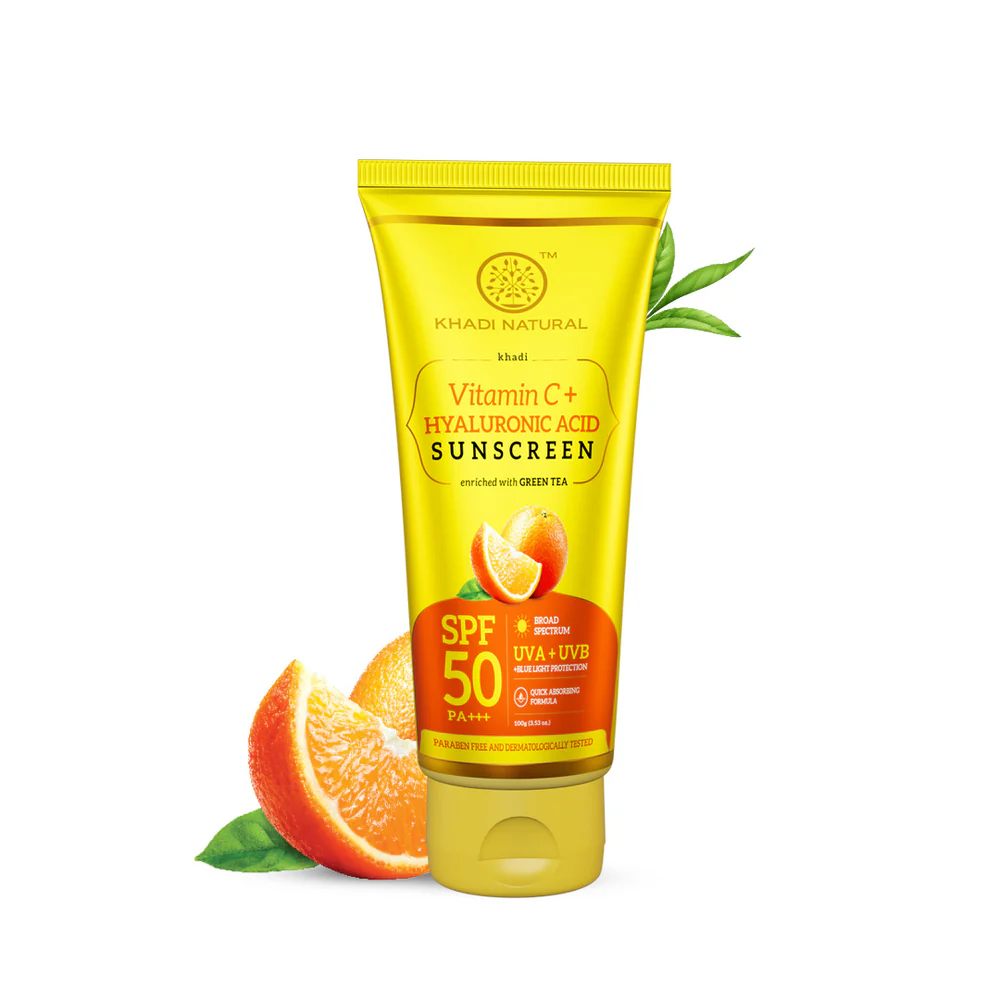Picture of Khadi Natural Vitamin C + Hyaluronic Acid Sunscreen SPF 50 PA+++ - 100 GM