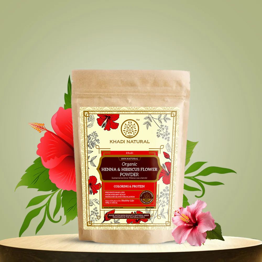 Show details for Khadi Natural Organic Henna & Hibiscus Flower Powder - 100 GM Picture of Khadi Natural Organic Henna & Hibiscus Flower Powder - 100 GM