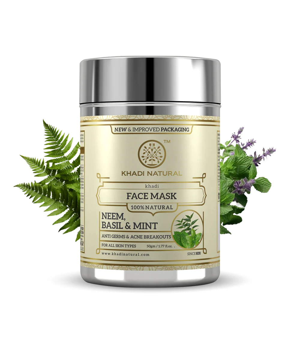 Show details for Khadi Natural Neem Basil & Mint Herbal Face Mask - 50 GM Picture of Khadi Natural Neem Basil & Mint Herbal Face Mask - 50 GM