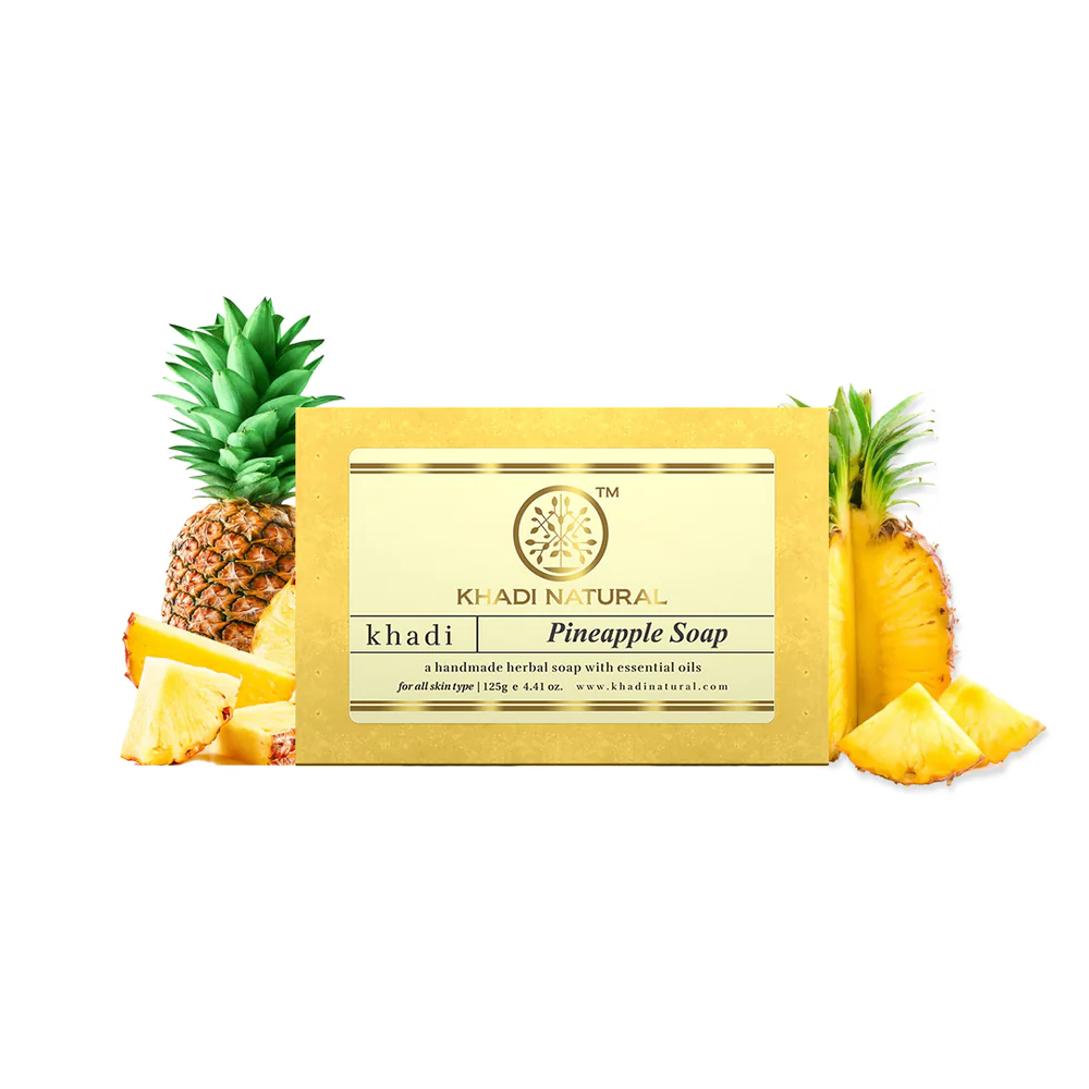 Picture of Khadi Natural Pineapple Handmade Soap - 125 GM - Pack of 3