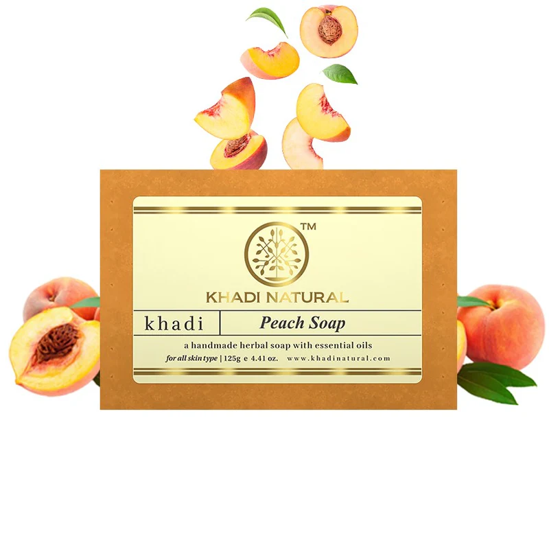 Picture of Khadi Natural Peach Handmade Soap - 125 GM - Pack of 3