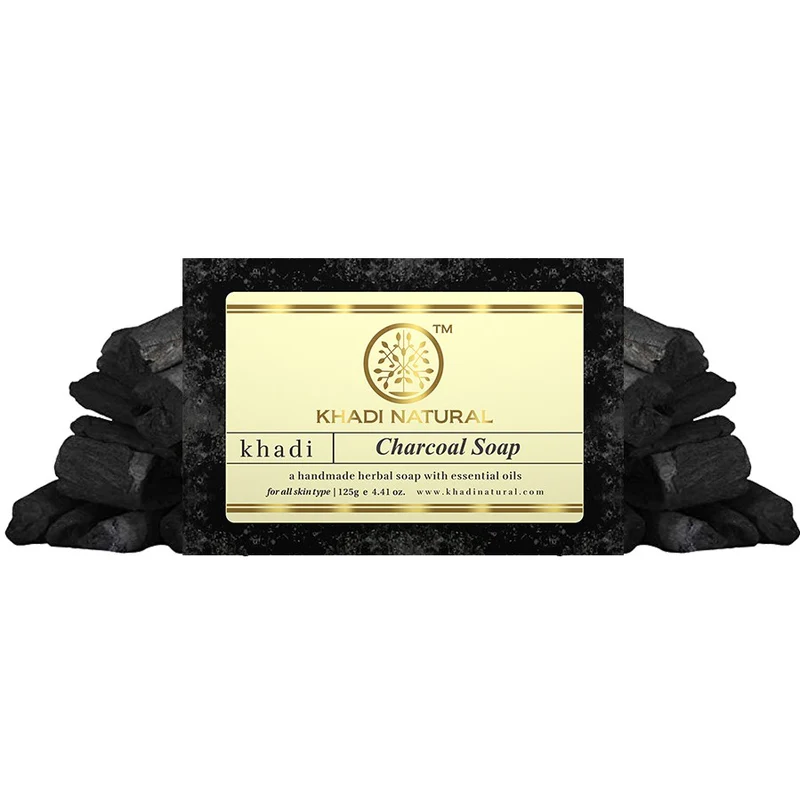 Picture of Khadi Natural Charcoal Handmade Soap - 125 GM - Pack of 3