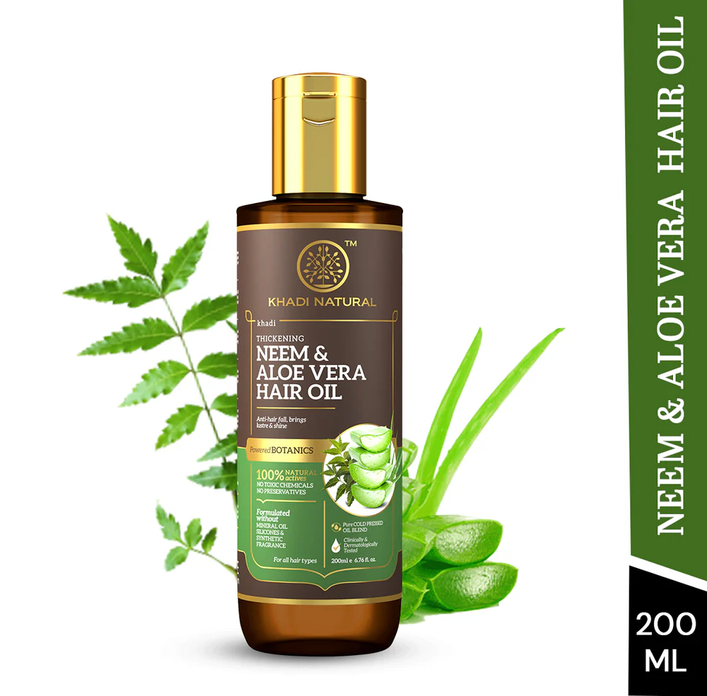 Picture of Khadi Natural Neem & Aloe Vera Hair Oil With Wheat Germ - 200 ML