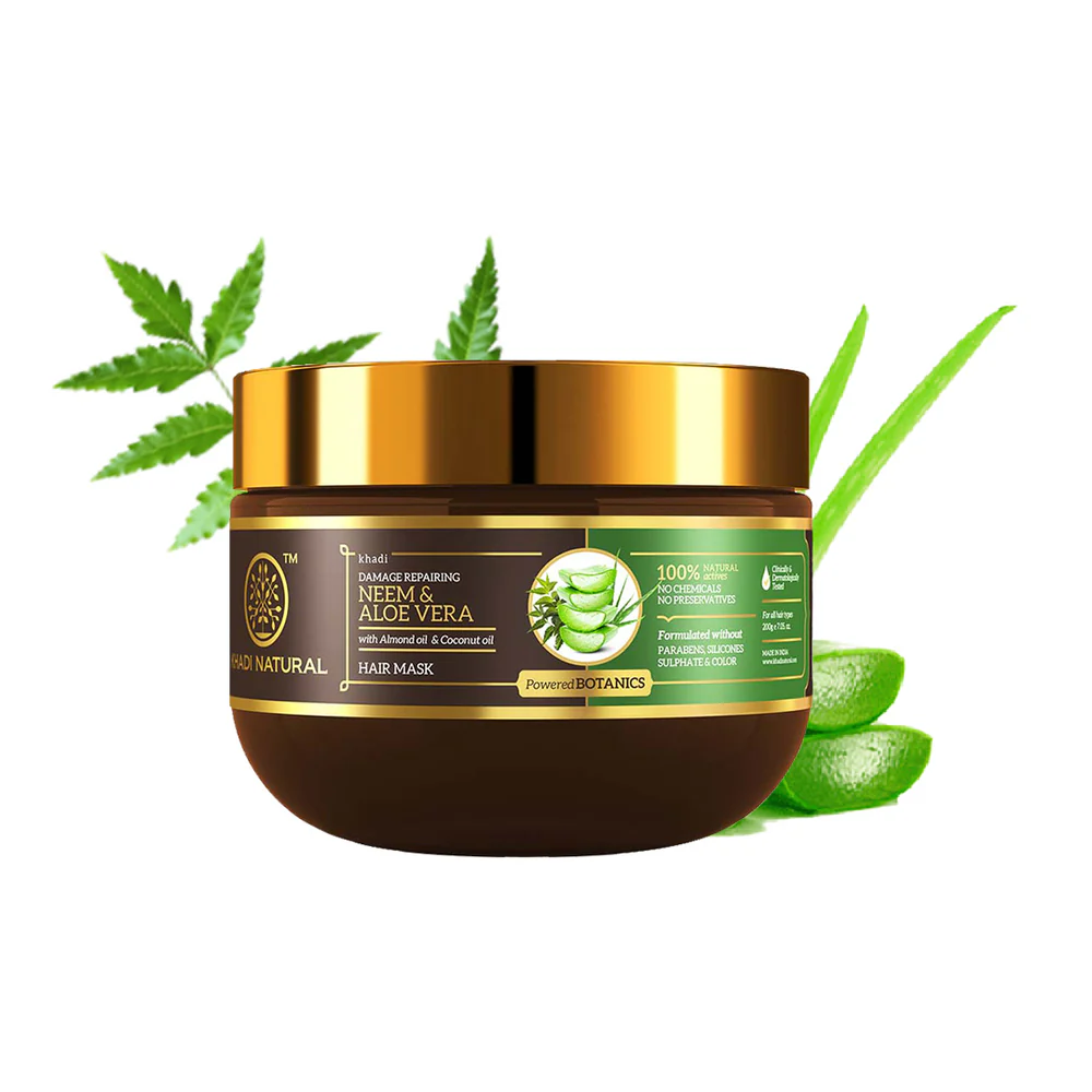 Picture of Khadi Natural Neem & Aloe Vera With Almond Oil & Coconut Oil Hair Mask - 200 GM