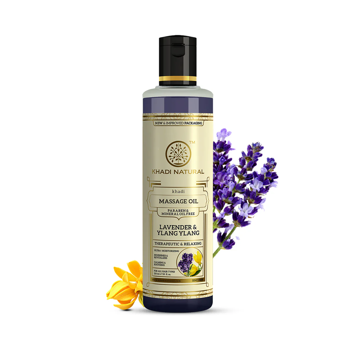 Picture of Khadi Natural Lavender & Ylang Ylang massage Oil Paraben & Mineral Oil Free - 210 ML