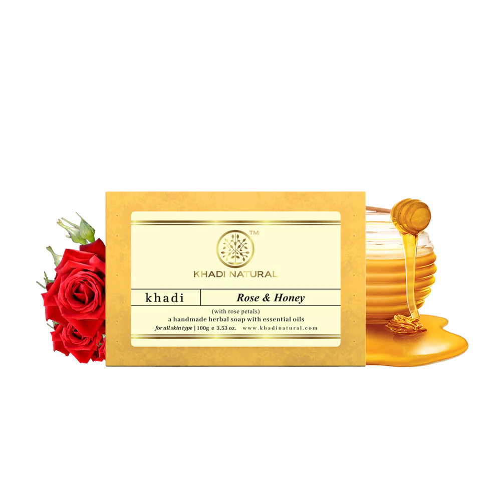 Picture of Khadi Natural Rose & Honey With Rose Petals Soap - 125 GM
