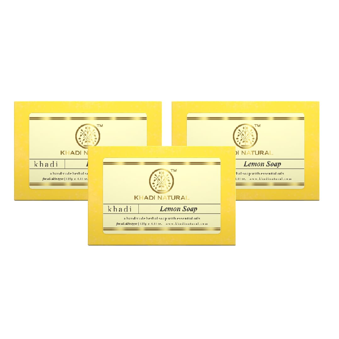 Picture of Khadi Natural Herbal Lemon Soap - 125 GM - Pack of 3