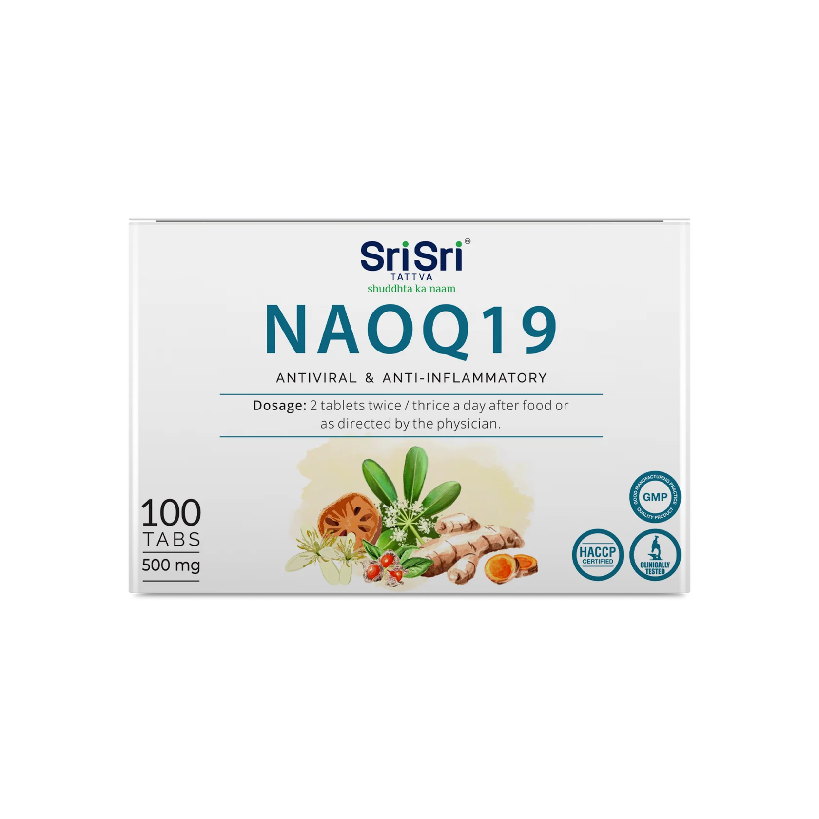 Picture of Sri Sri Tattva NAOQ19 Antiviral & Anti Inflammatory Tablets - 500 GM - 100 Tabs