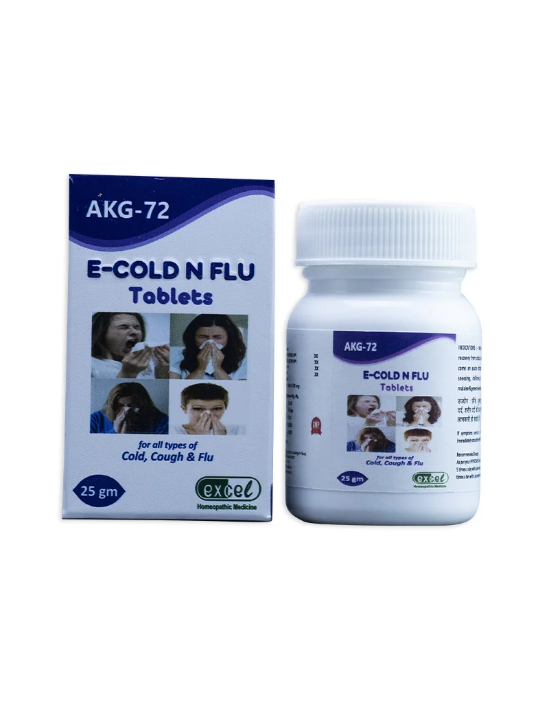 Picture of Excel Pharma AKG 72 E-Cold N Flu Tablets - 25 GM - Pack of 2