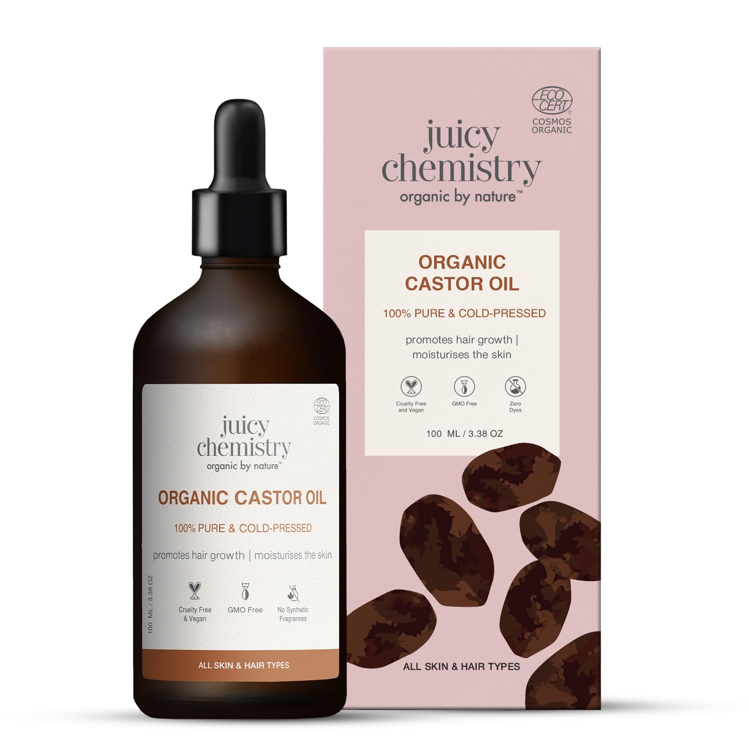 Picture of Juicy Chemistry Pure & Organic Castor Cold Pressed Carrier Oil - 100 ML