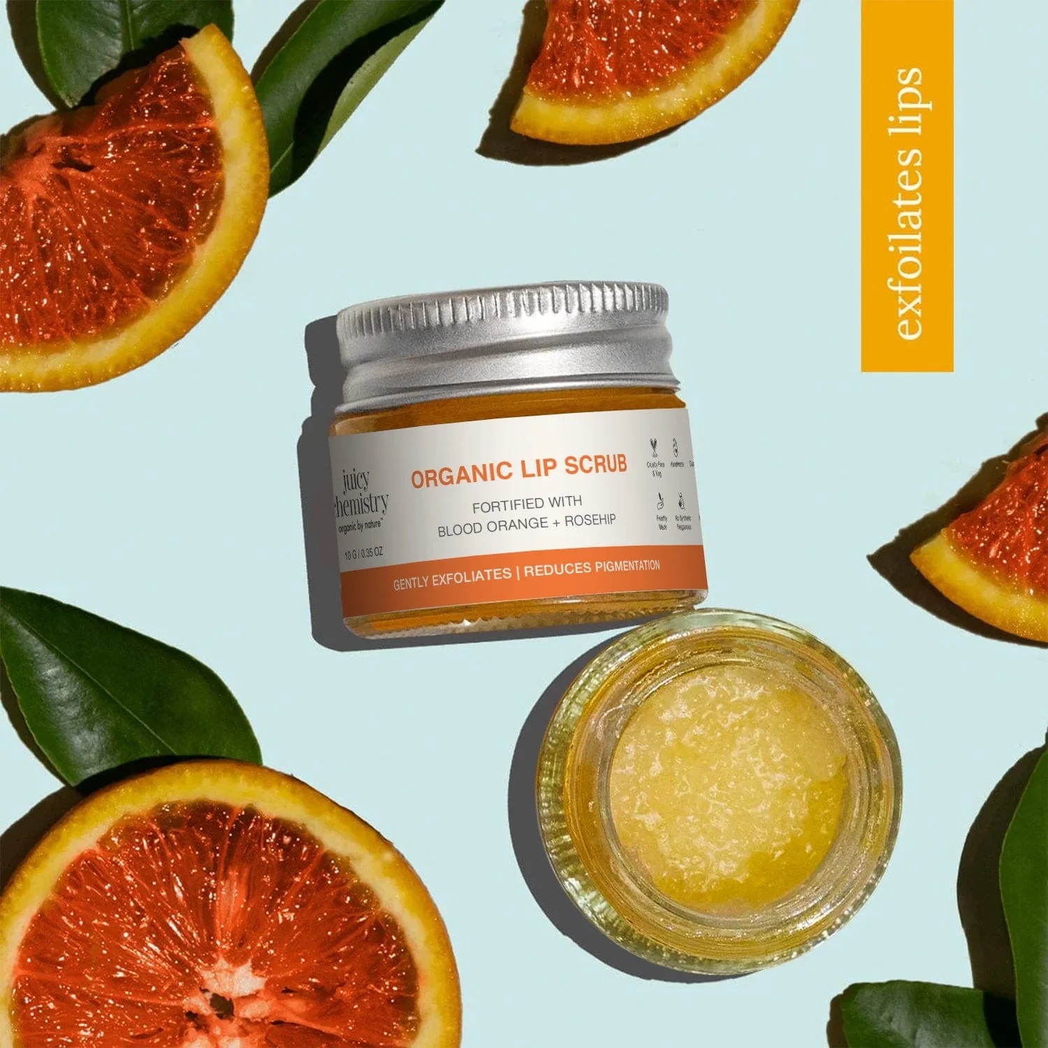 Picture of Juicy Chemistry Blood Orange & Rosehip Lip Scrub - 10 GM