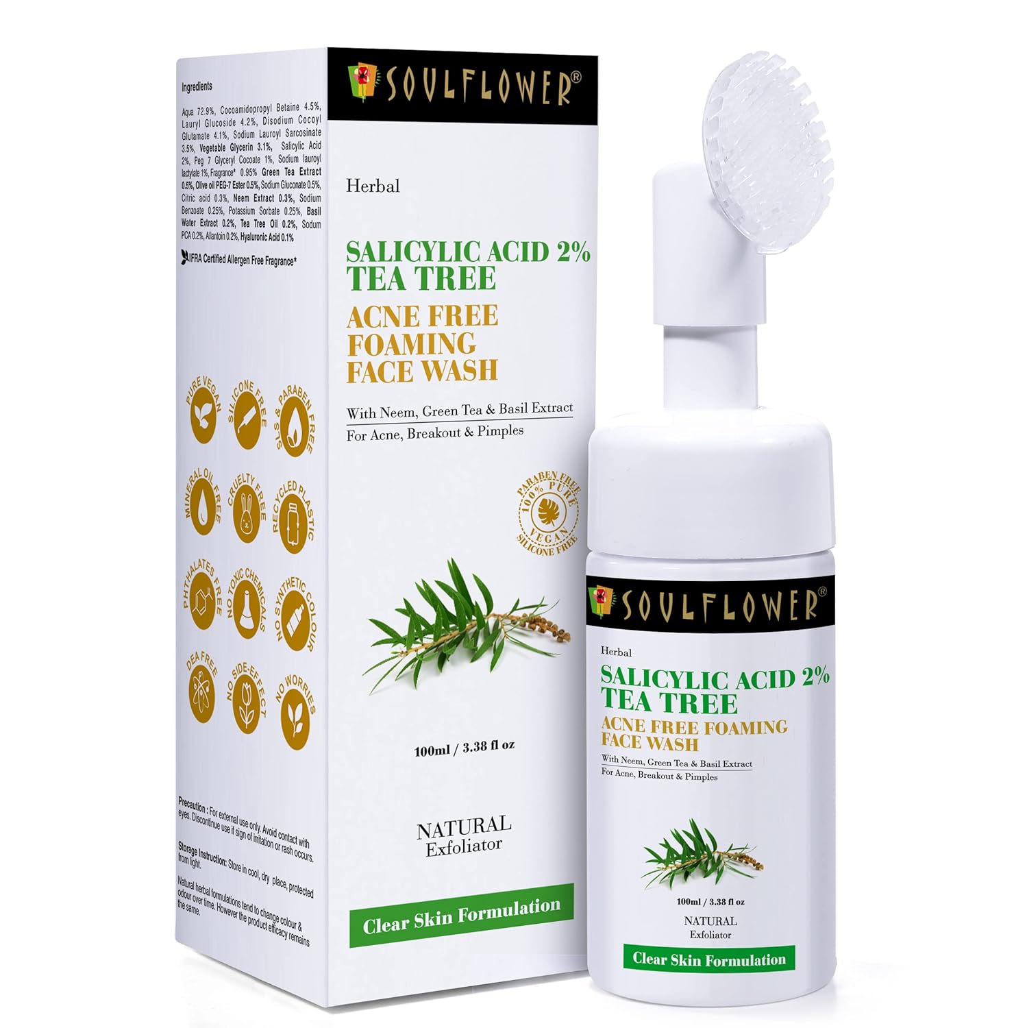 Picture of Soulflower 2% Salicylic Acid Acne Free Foaming Face Wash - 100 ML