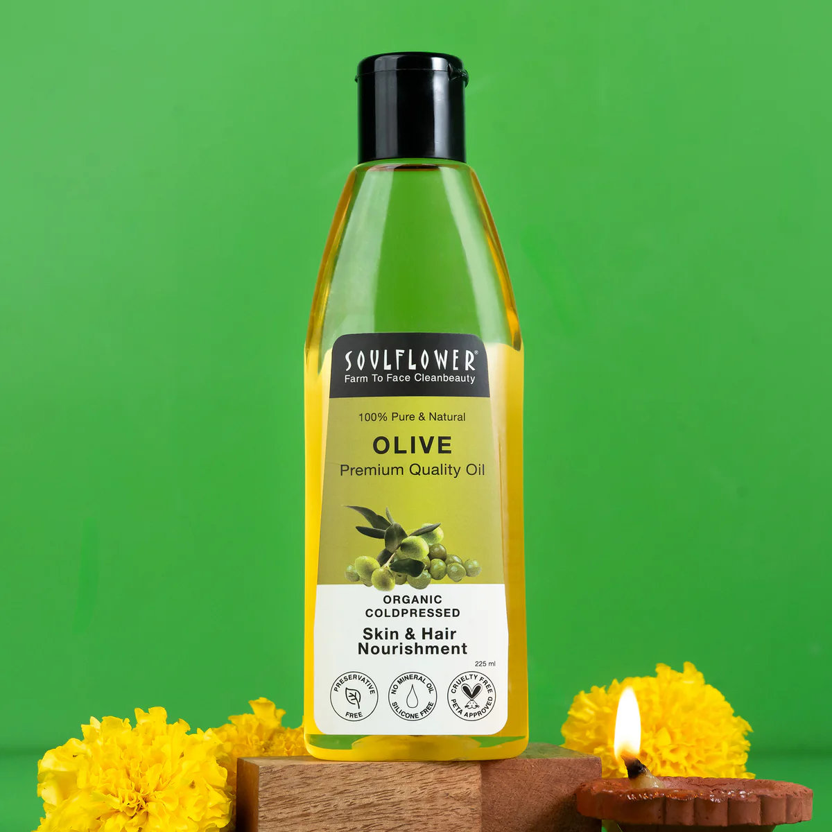 Picture of Soulflower Pure & Natural Coldpressed Olive Carrier Oil - 225 ML