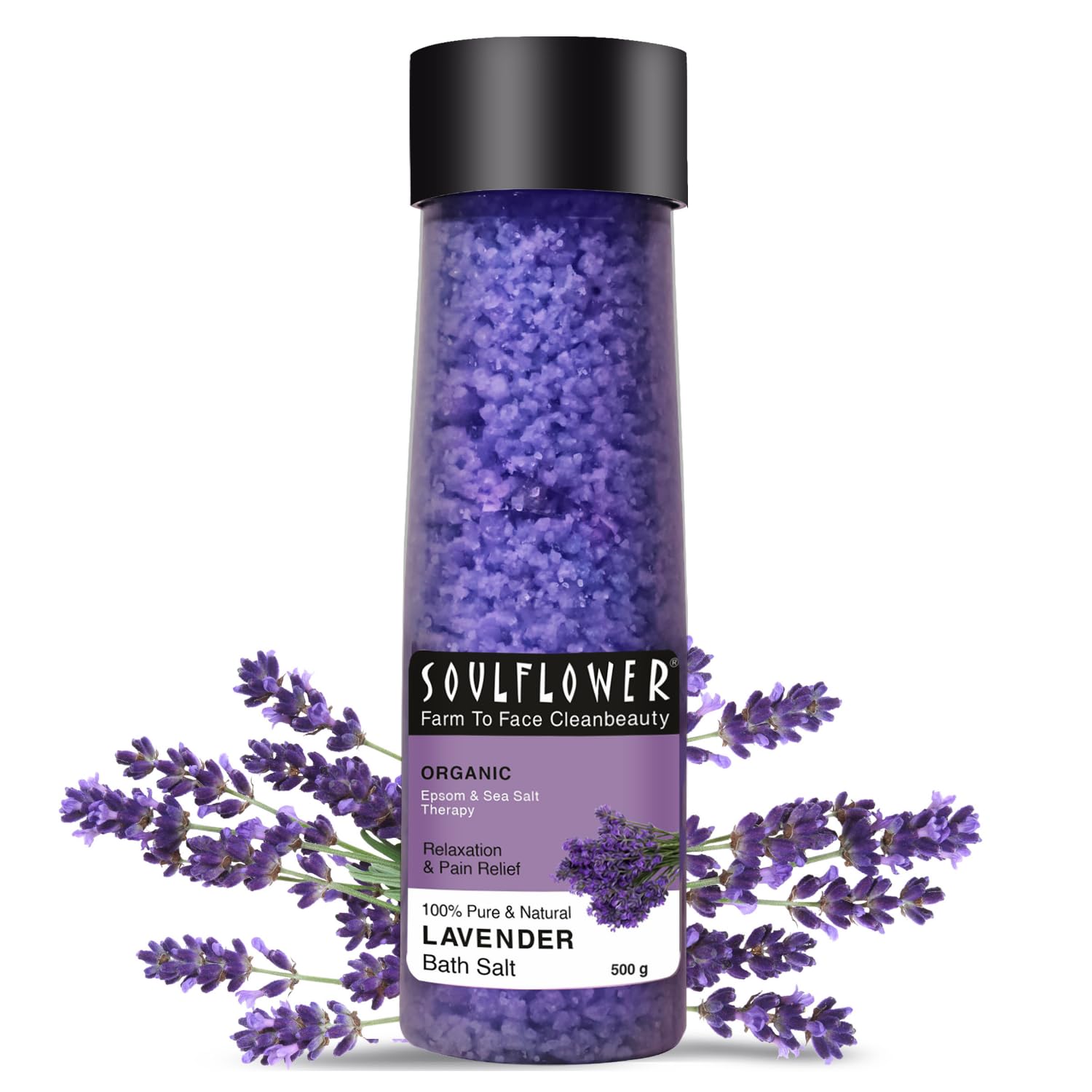 Picture of Soulflower Aromatherapy Essential Oil Lavender Bath Salt - 500 GM