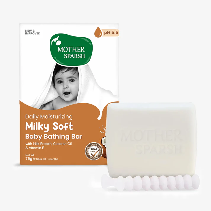 Picture of Mother Sparsh Milky Baby Bathing Soap Bar - 75 GM