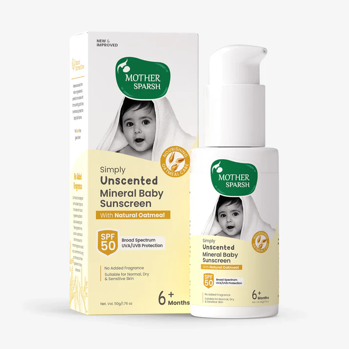 Picture of Mother Sparsh Simply Unscented Mineral Baby Sunscreen SPF 50 - 50 GM