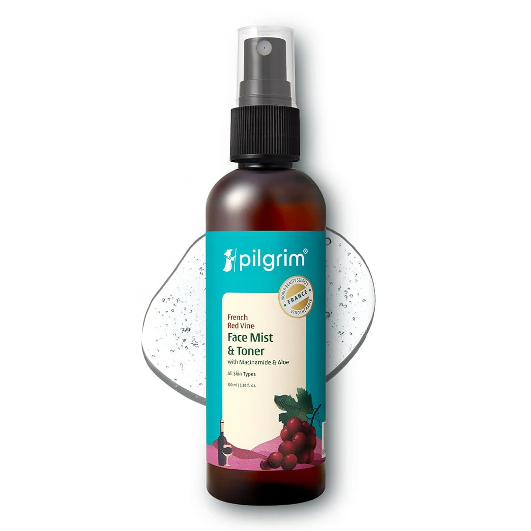 Show details for Pilgrim Red Vine Face Mist & Toner Spray with Vitamin B3 and Aloe, For Anti Ageing, Glowing Skin - 100 ML Picture of Pilgrim Red Vine Face Mist & Toner Spray with Vitamin B3 and Aloe, For Anti Ageing, Glowing Skin - 100 ML