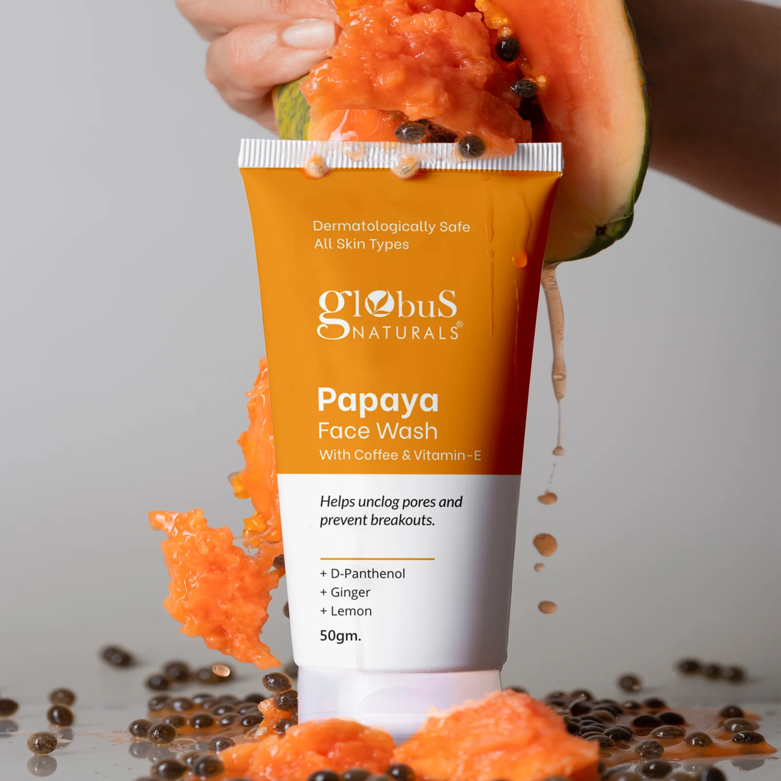 Show details for Globus Naturals Papaya Face Wash with Coffee & Vitamin-E - 50 GM Picture of Globus Naturals Papaya Face Wash with Coffee & Vitamin-E - 50 GM