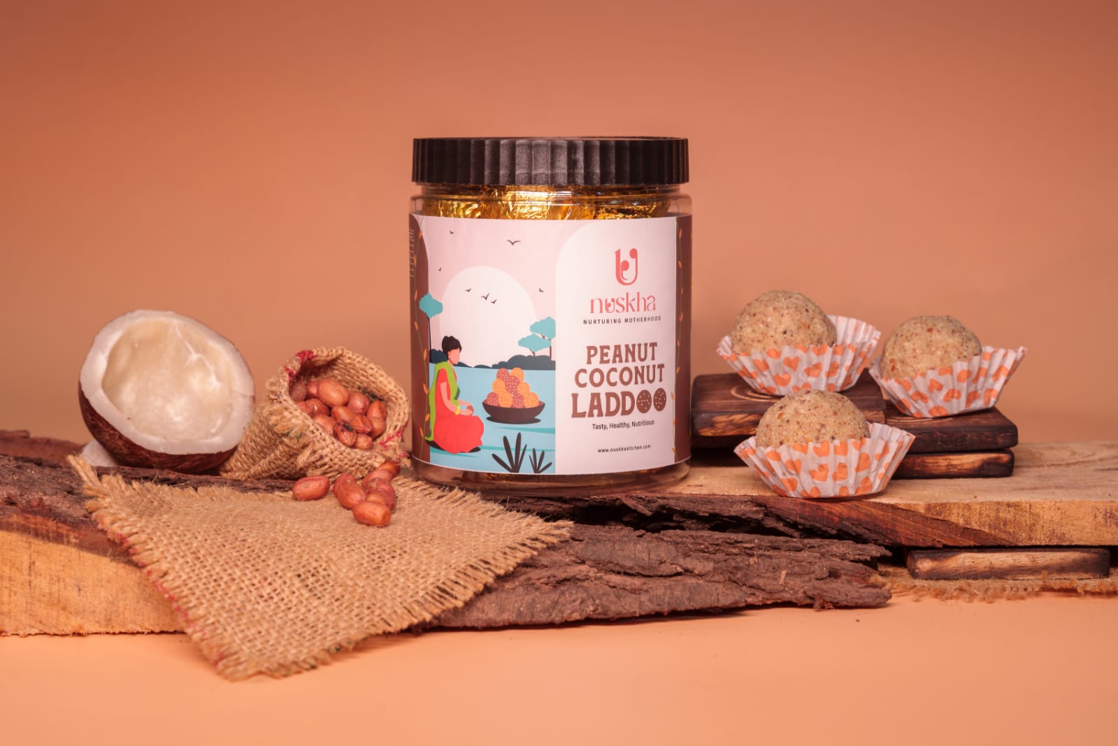 Picture of Nuskha Peanut Coconut Laddoo - 1KG