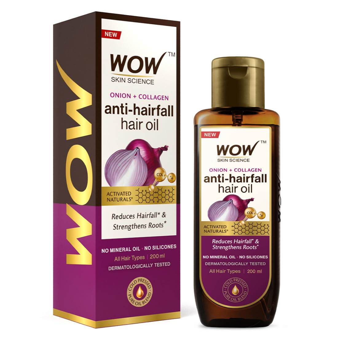 Picture of Wow Skin Science Onion Anti-Hairfall Oil With Collagen - 200 ML