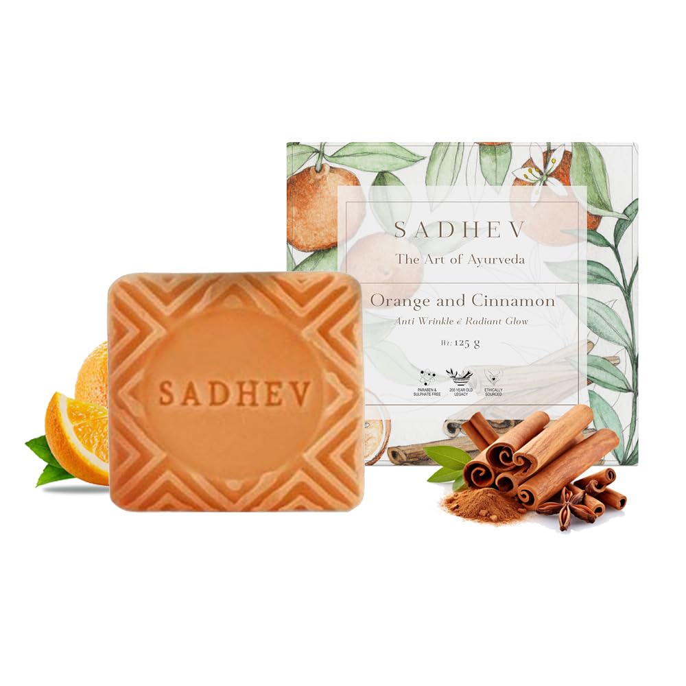 Picture of Sadhev Anti Wrinkle Bathing Bar-Orange & Cinnamon - 125 GM