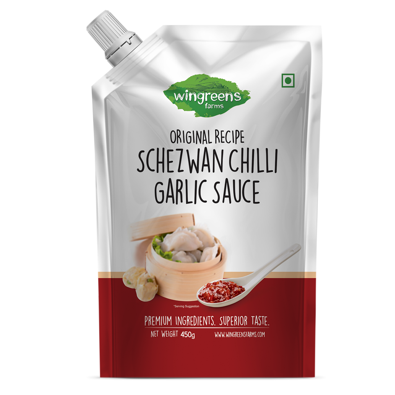 Picture of Wingreens Schezwan Chilli Garlic Sauce Spout Pouch450g