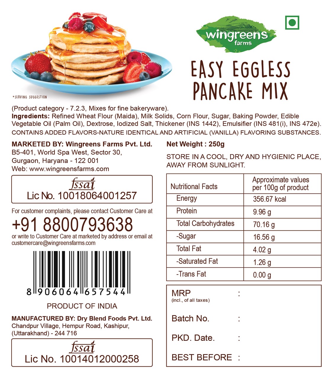 Picture of Wingreens Easy Pancake Mix 250GM