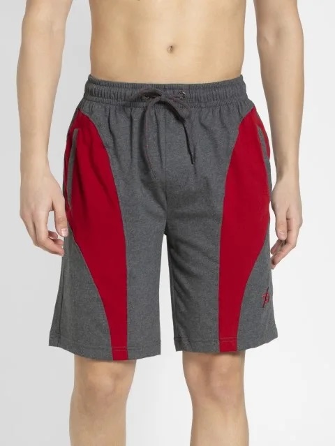 Show details for Charcoal Melange & Shanghai Red Knit Sport Shorts Picture of Charcoal Melange & Shanghai Red Knit Sport Shorts
