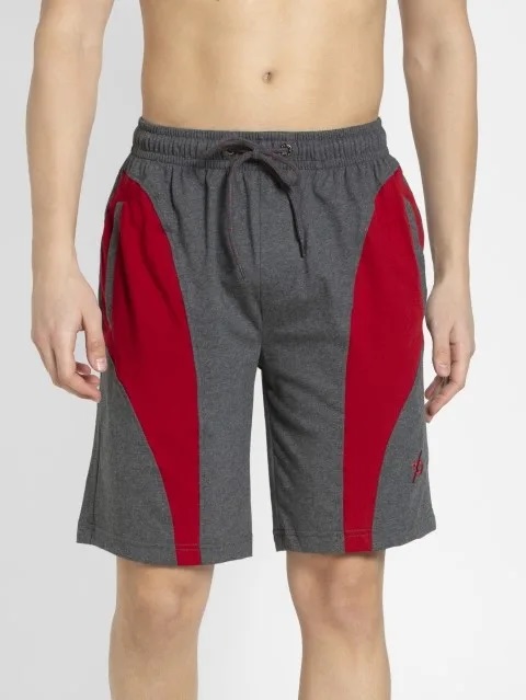 Picture of Charcoal Melange & Shanghai Red Knit Sport Shorts