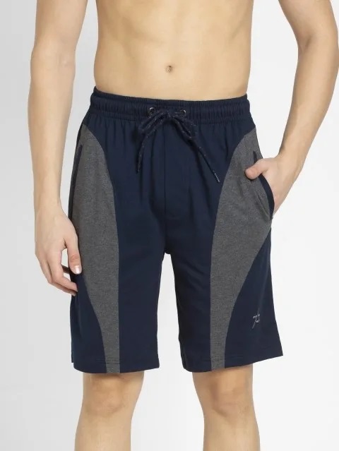 Picture of Navy & Charcoal Melange Knit Sport Shorts