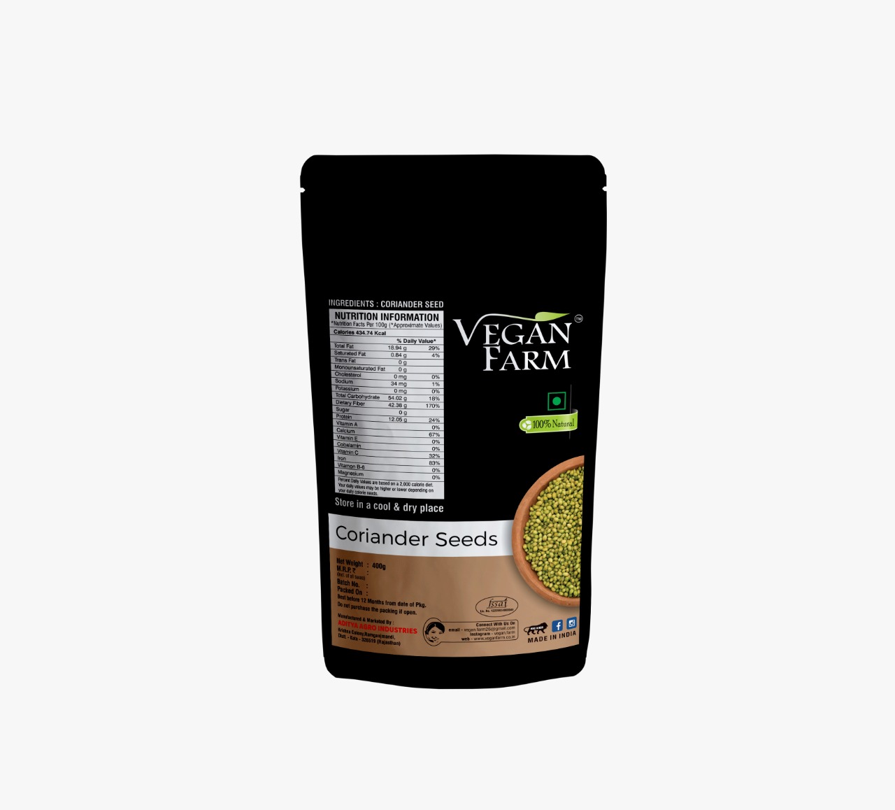 Picture of VeganFarm Coriander Seeds (400 GMS)