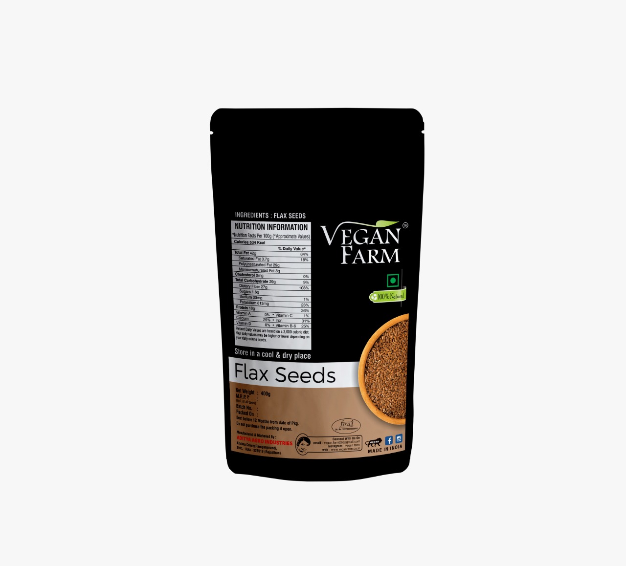 Picture of VeganFarm Flax Seeds (400 GMS)