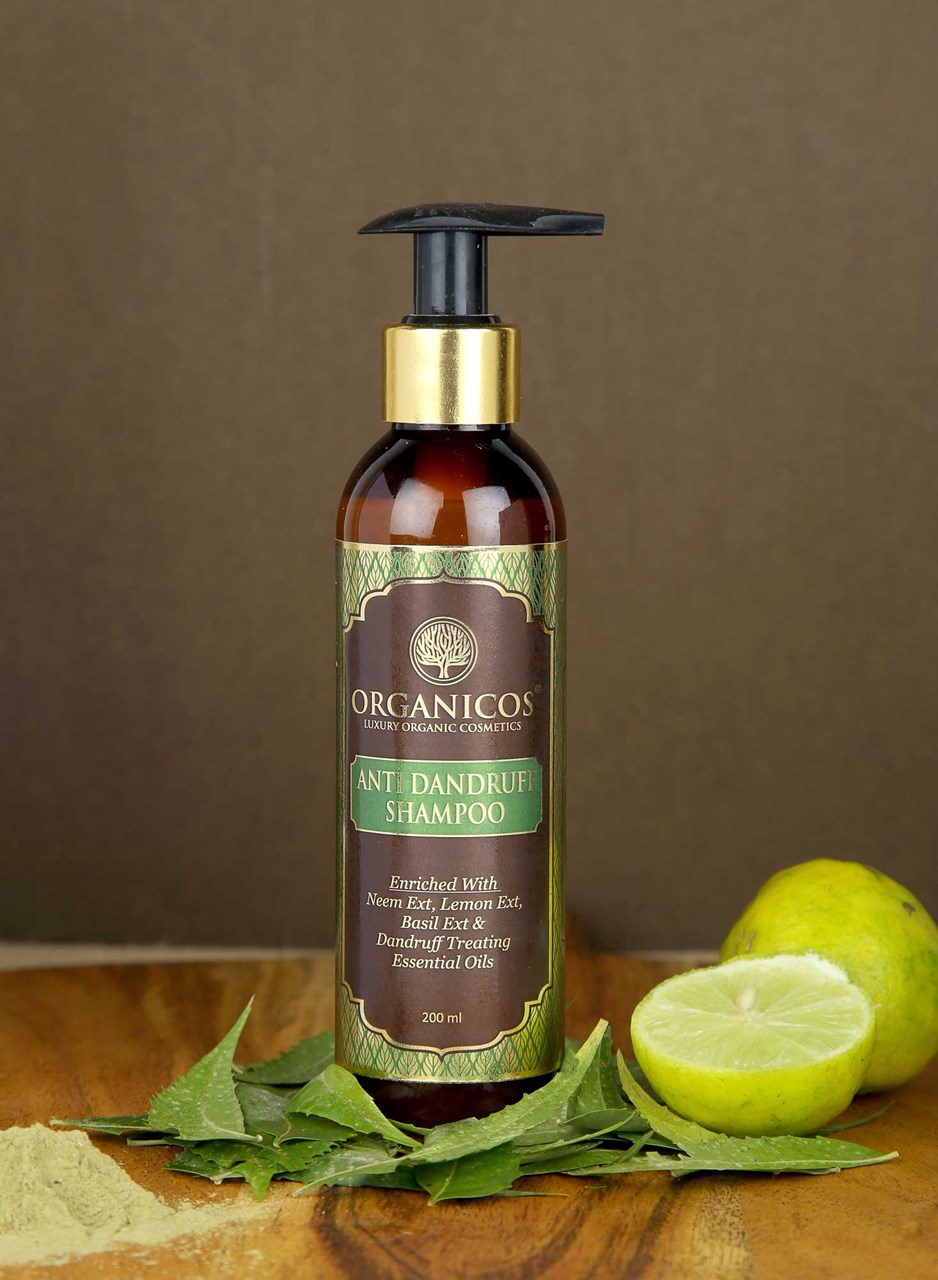 Picture of ORGANICOS Anti Dandruff Unisex Shampoo and Scalp Care or All Hair Types |Contains Lemon, Basil, Tea Tree| 6.7 Fl oz (200ML)