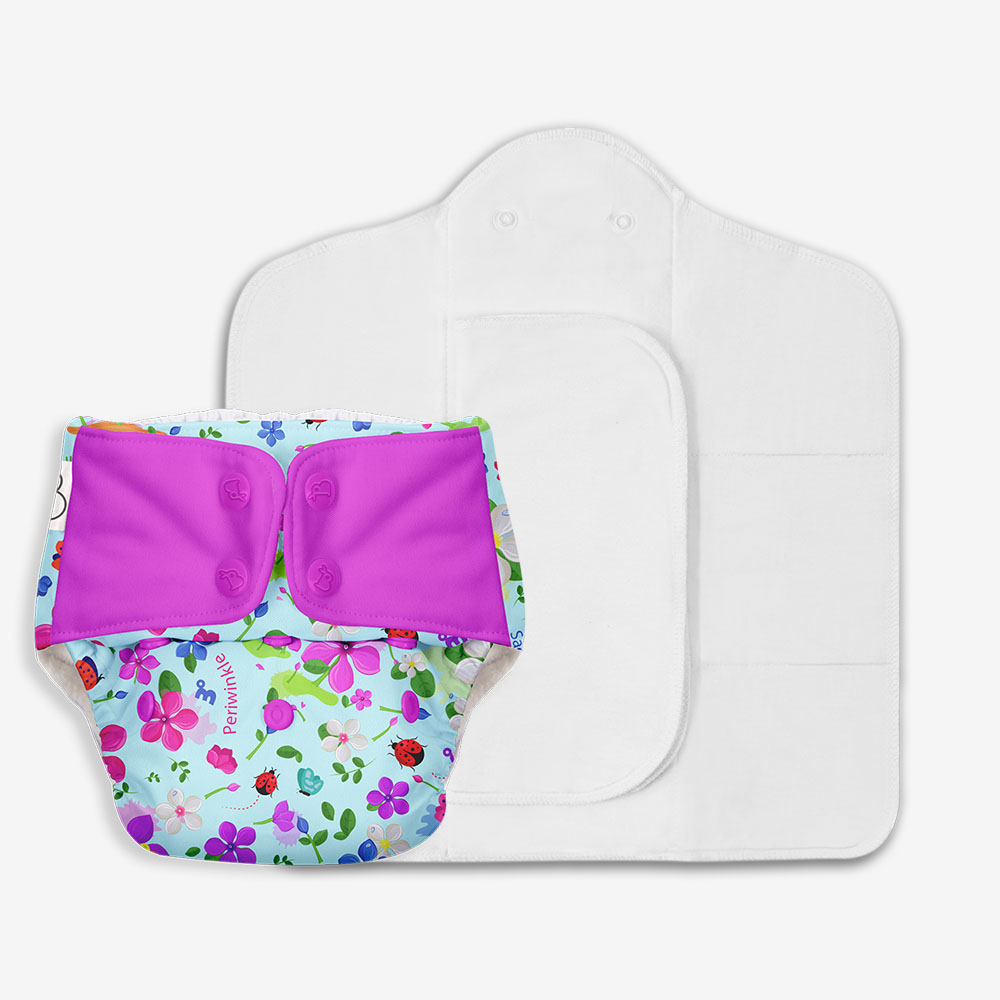 Picture of Superbottoms Freesize UNO Washable & Reusable Adjustable Cloth Diaper with Dry Feel Pads set (Periwinke)