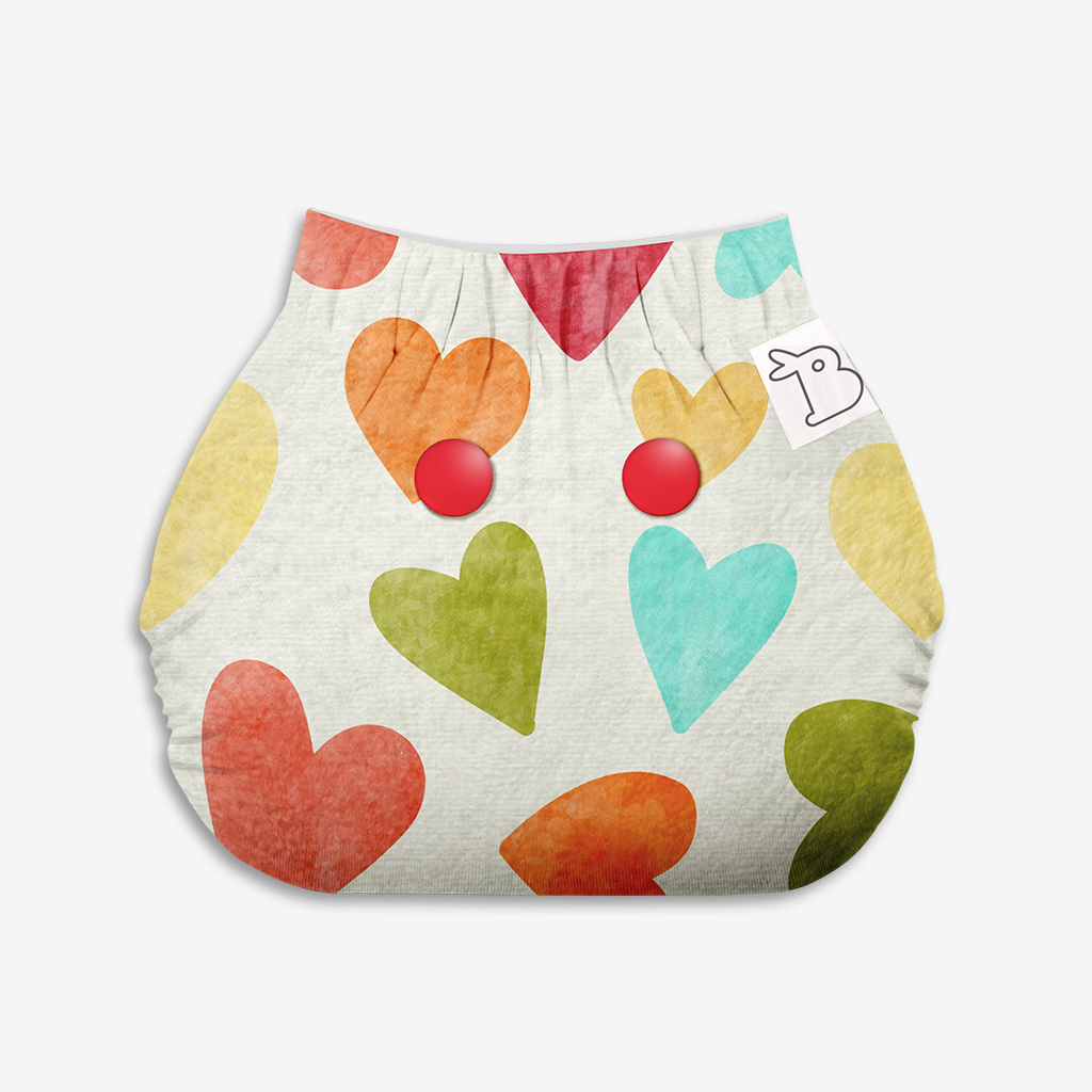 Picture of Superbottoms Freesize UNO Washable & Reusable Adjustable Cloth Diaper with Dry Feel Pad (0-3 months)(Baby Hearts)